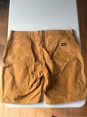 Dickies Tan Workwear Short with Black Logo Patch